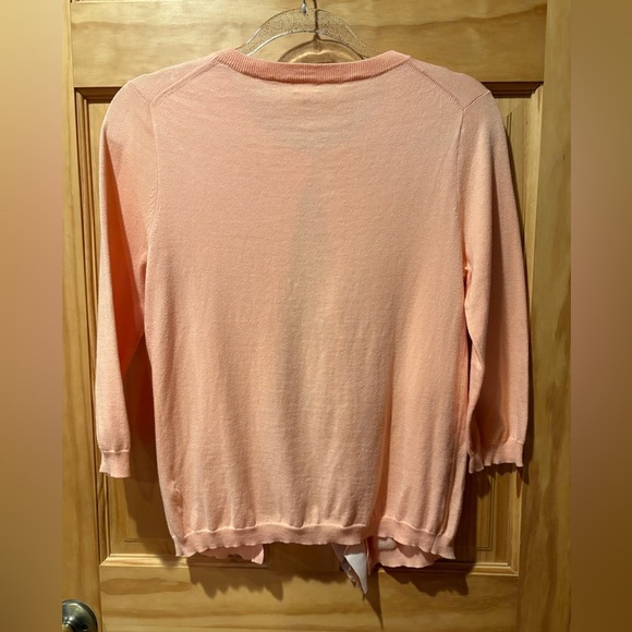 Peach J Crew Cardigan with Ruffle Detail down the front women’s small - Picture 2 of 9